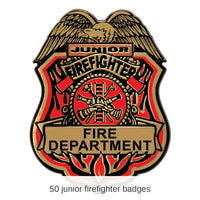 50 Pack Bulk Junior Firefighter Plastic Badge with Clip 2.75 inch