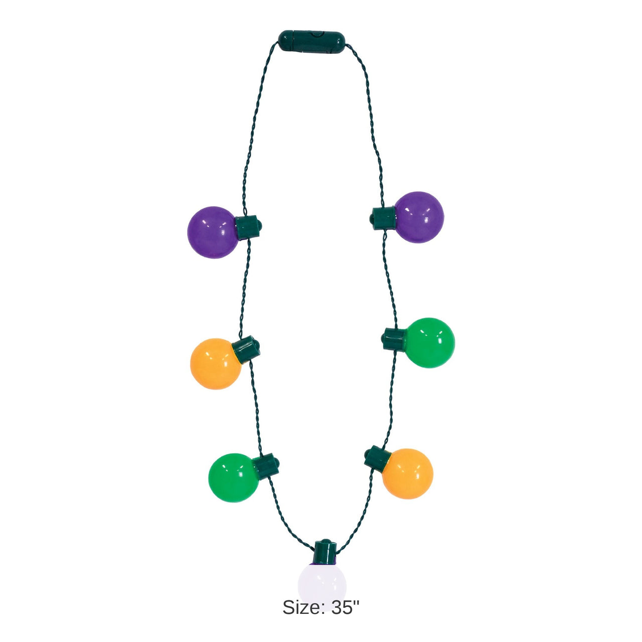 12 Pack Bulk Light-Up Oversized Mardi Gras Necklace 3 Light Modes