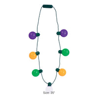 12 Pack Bulk Light-Up Oversized Mardi Gras Necklace 3 Light Modes