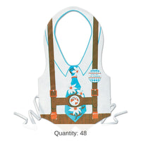 48 Pack Bulk Plastic Oktoberfest Vest- with Blue Tie