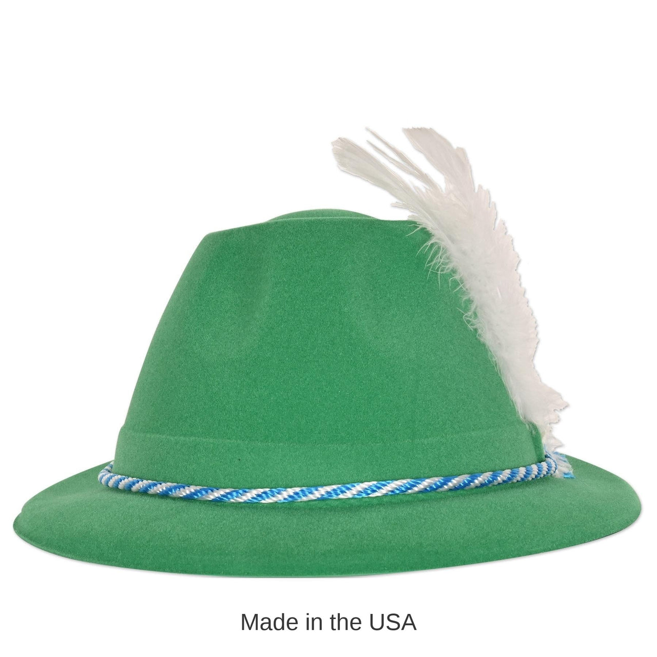 24 Pack Bulk Oktoberfest Party Green Velour Tyrolean Hat