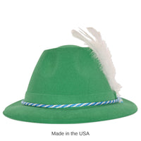 24 Pack Bulk Oktoberfest Party Green Velour Tyrolean Hat