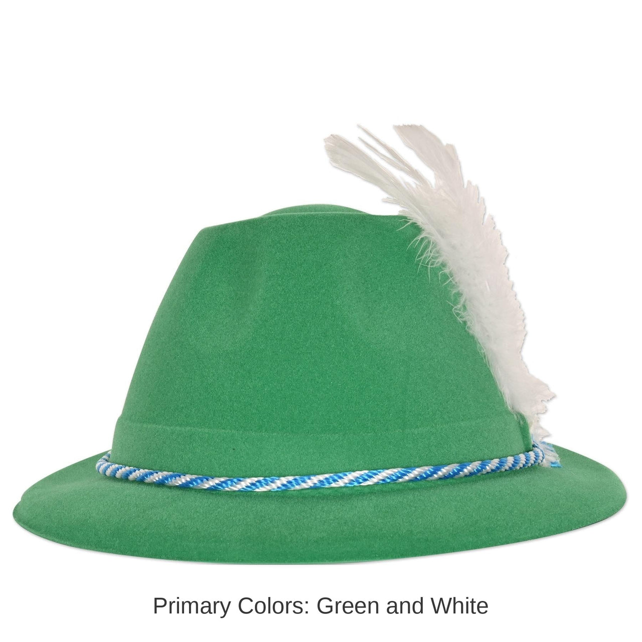 24 Pack Bulk Oktoberfest Party Green Velour Tyrolean Hat