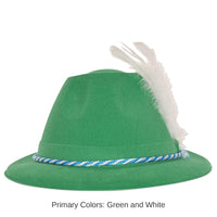 24 Pack Bulk Oktoberfest Party Green Velour Tyrolean Hat