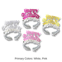 72 Pack Bulk Happy Birthday Party Tiara with Fringe