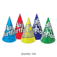 144 Pack Beistle Happy Birthday Party Cone Hat