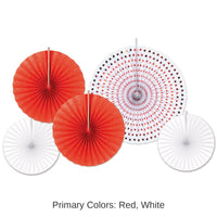60 Piece Beistle Valentine's Day Paper/Foil Decorative Fans - Asst red/white