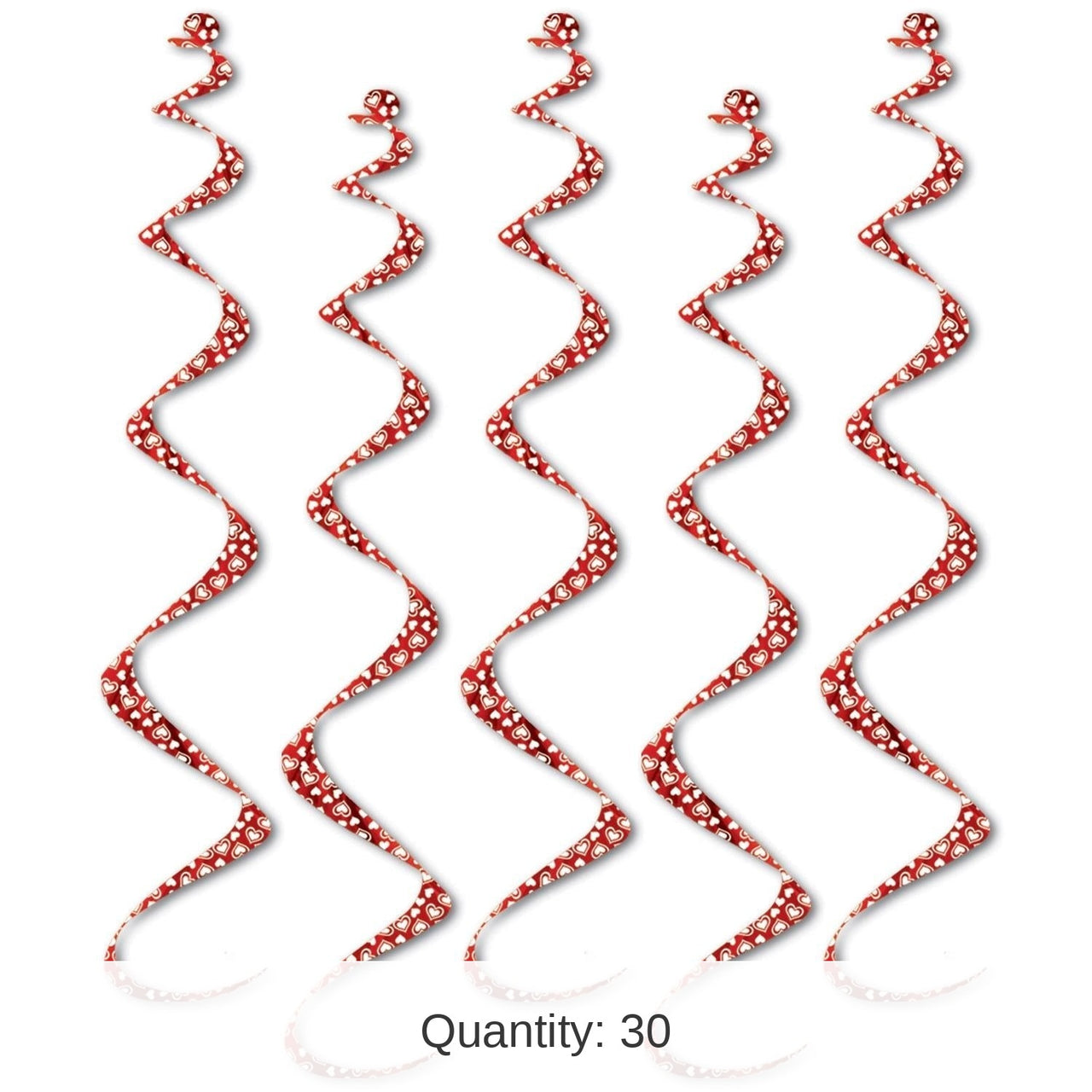 30 Piece Bulk Valentine's Day Printed Heart Twirly Whirlys