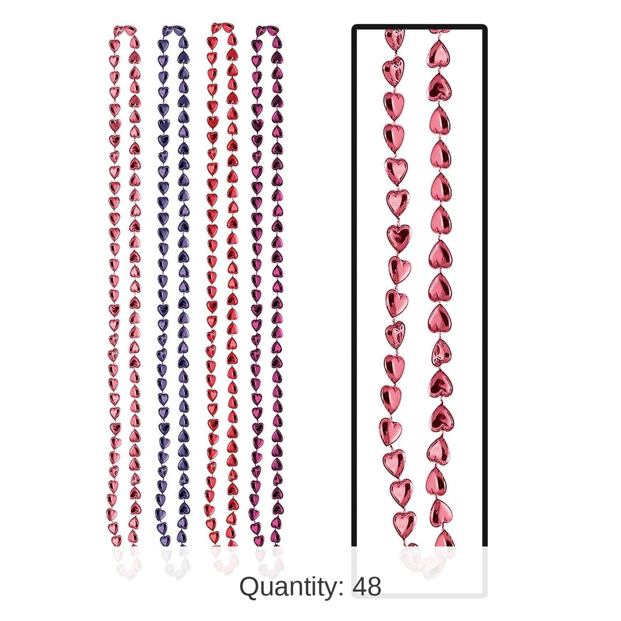 48 Pack Bulk Valentine's Day Candy Heart Bead Necklaces