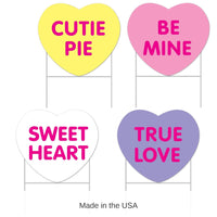 6 Pack Bulk Valentine's Day Plastic Candy Heart Yard Signs
