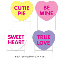 6 Pack Bulk Valentine's Day Plastic Candy Heart Yard Signs