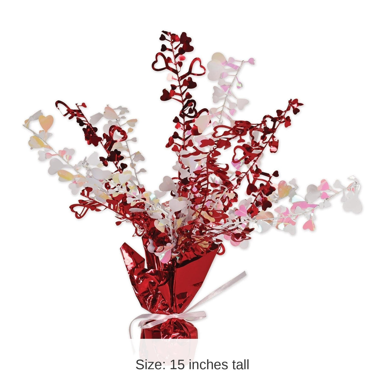 12 Pack Bulk Valentine's Day Heart Centerpiece - red/opalescent