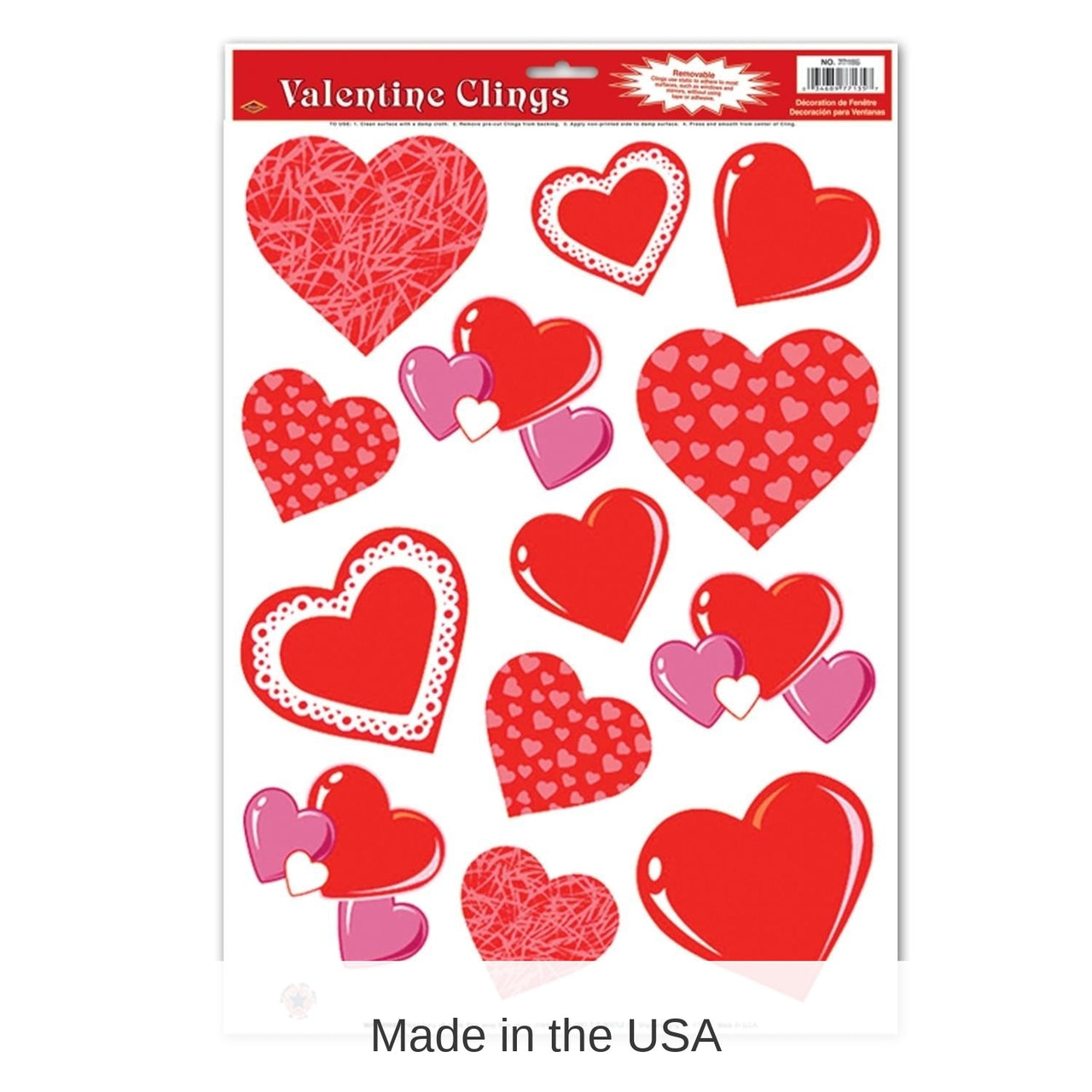 156 Piece Bulk Valentine's Day Heart Clings