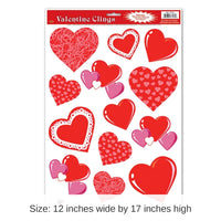 156 Piece Bulk Valentine's Day Heart Clings