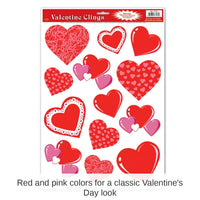 156 Piece Bulk Valentine's Day Heart Clings