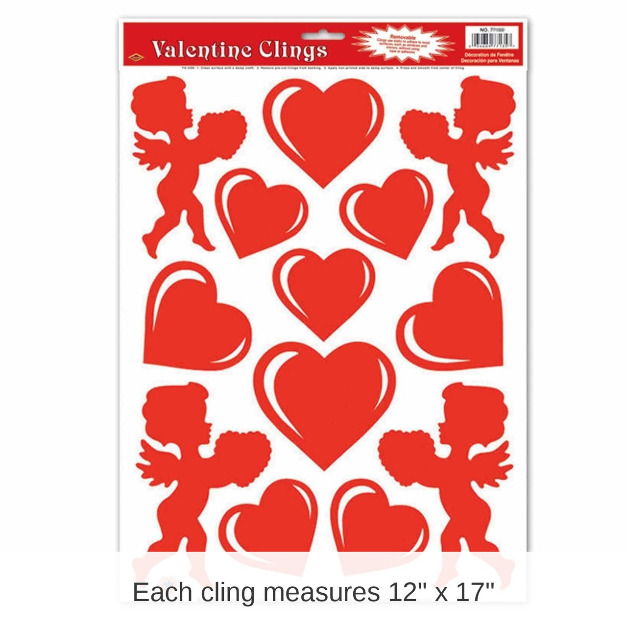 156 Piece Bulk Valentine's Day Heart/Cupid Clings