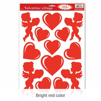 156 Piece Bulk Valentine's Day Heart/Cupid Clings