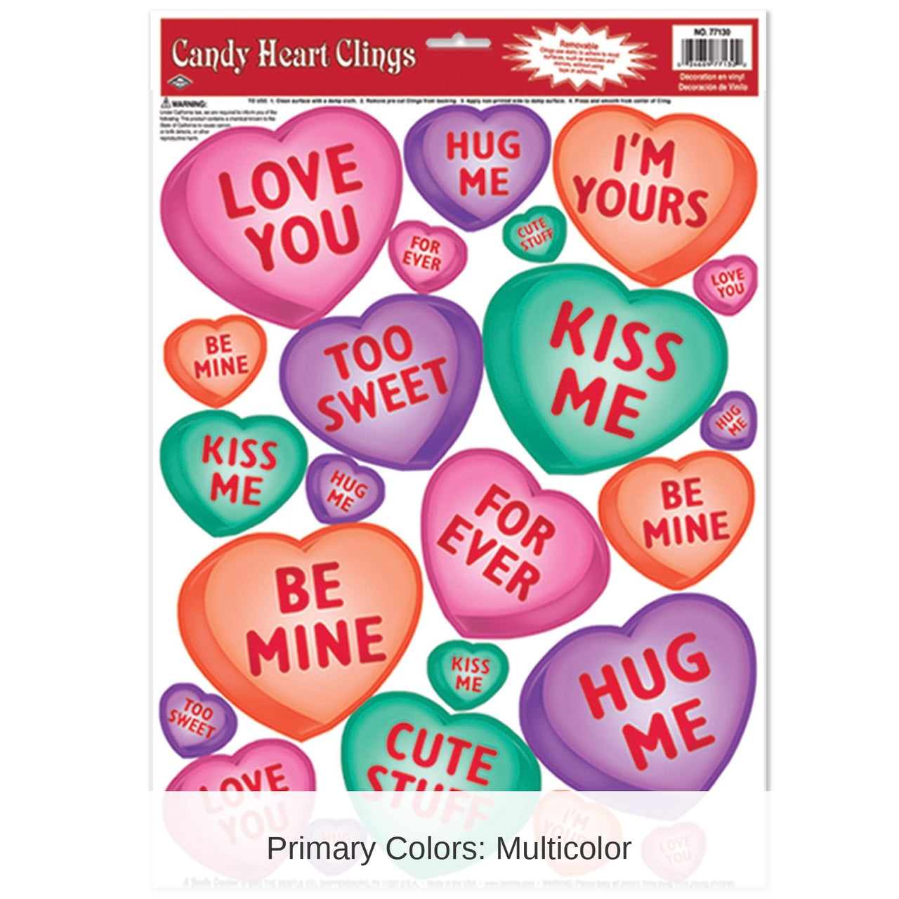 276 Piece Bulk Valentine's Day Candy Heart Clings
