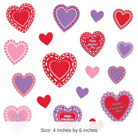 24 Pack Bulk Valentine's Day Heart Stickers