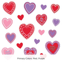 24 Pack Bulk Valentine's Day Heart Stickers