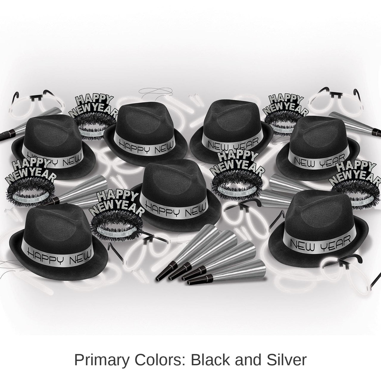 Silver Glow New Year's Eve Party Kit for 50 People
