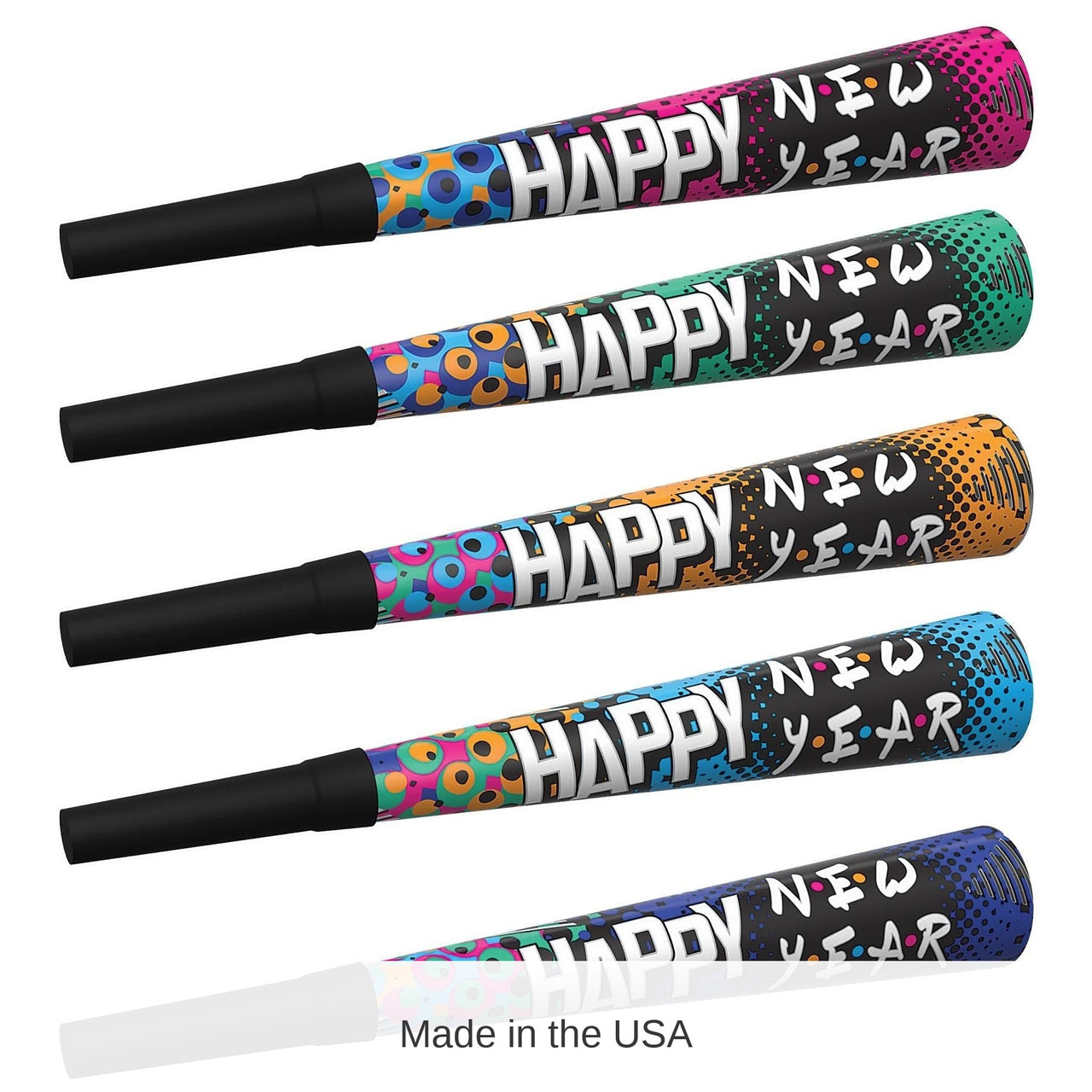100 Pack Bulk 90's Happy New Year Horns