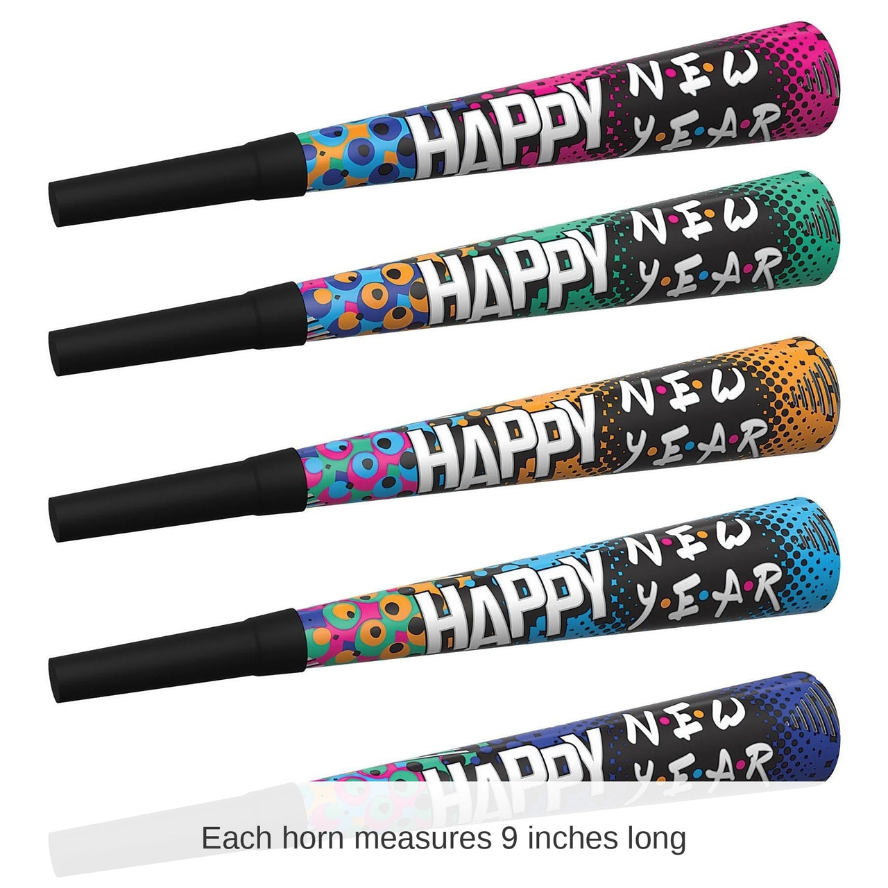 100 Pack Bulk 90's Happy New Year Horns
