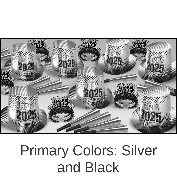 Beistle New Year "2025" Silver Party Kit for 50 People