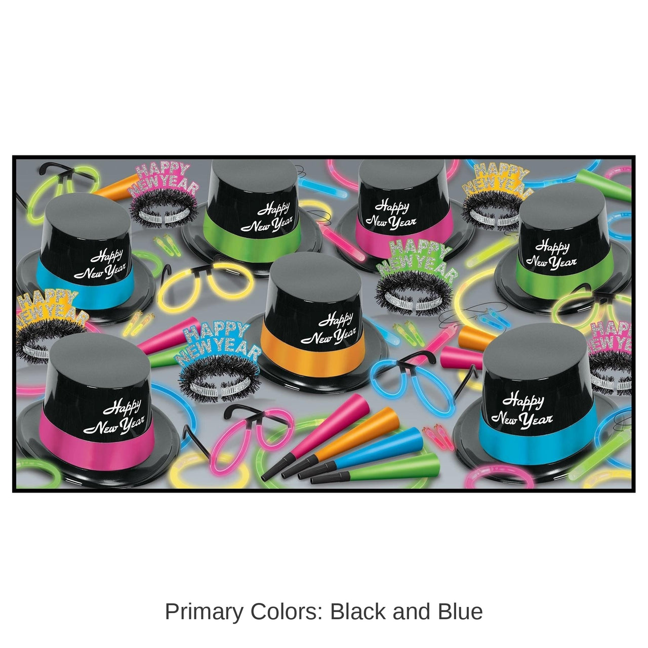 New Year's Eve Neon Glow Legacy Party Assortment for 50