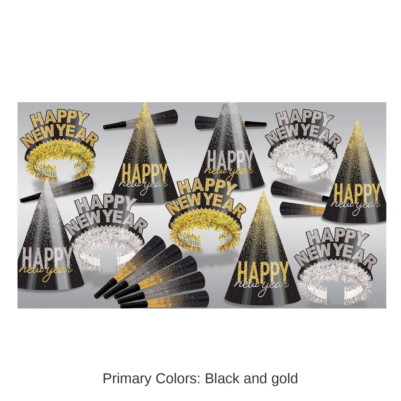 New Year's Eve Silver & Gold Midnight Burst Party Assortment for 10