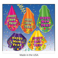 50 Pack Bulk Color-Brite New Year's Eve Party Hats
