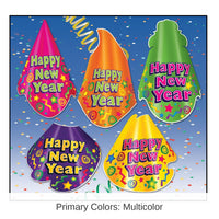 50 Pack Bulk Color-Brite New Year's Eve Party Hats