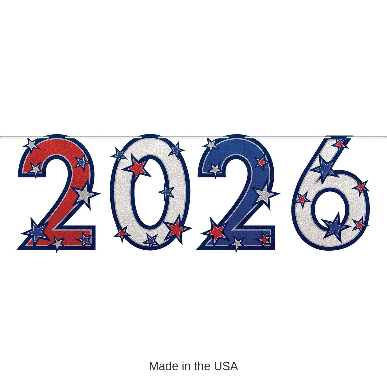 12 Pack Bulk Patriotic Red White Blue Glitter Streamer (15 inch x 5ft)