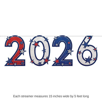 12 Pack Bulk Patriotic Red White Blue Glitter Streamer (15 inch x 5ft)