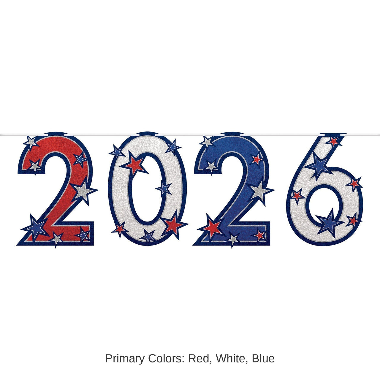 12 Pack Bulk Patriotic Red White Blue Glitter Streamer (15 inch x 5ft)