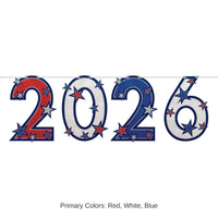 12 Pack Bulk Patriotic Red White Blue Glitter Streamer (15 inch x 5ft)