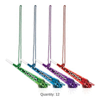 12 Pack Bulk Bead Necklace with Happy New Year Horns