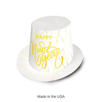 25 Pack Bulk White New Year Gold Hi-Hat
