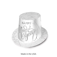 25 Pack Bulk White New Year Silver Hi-Hat