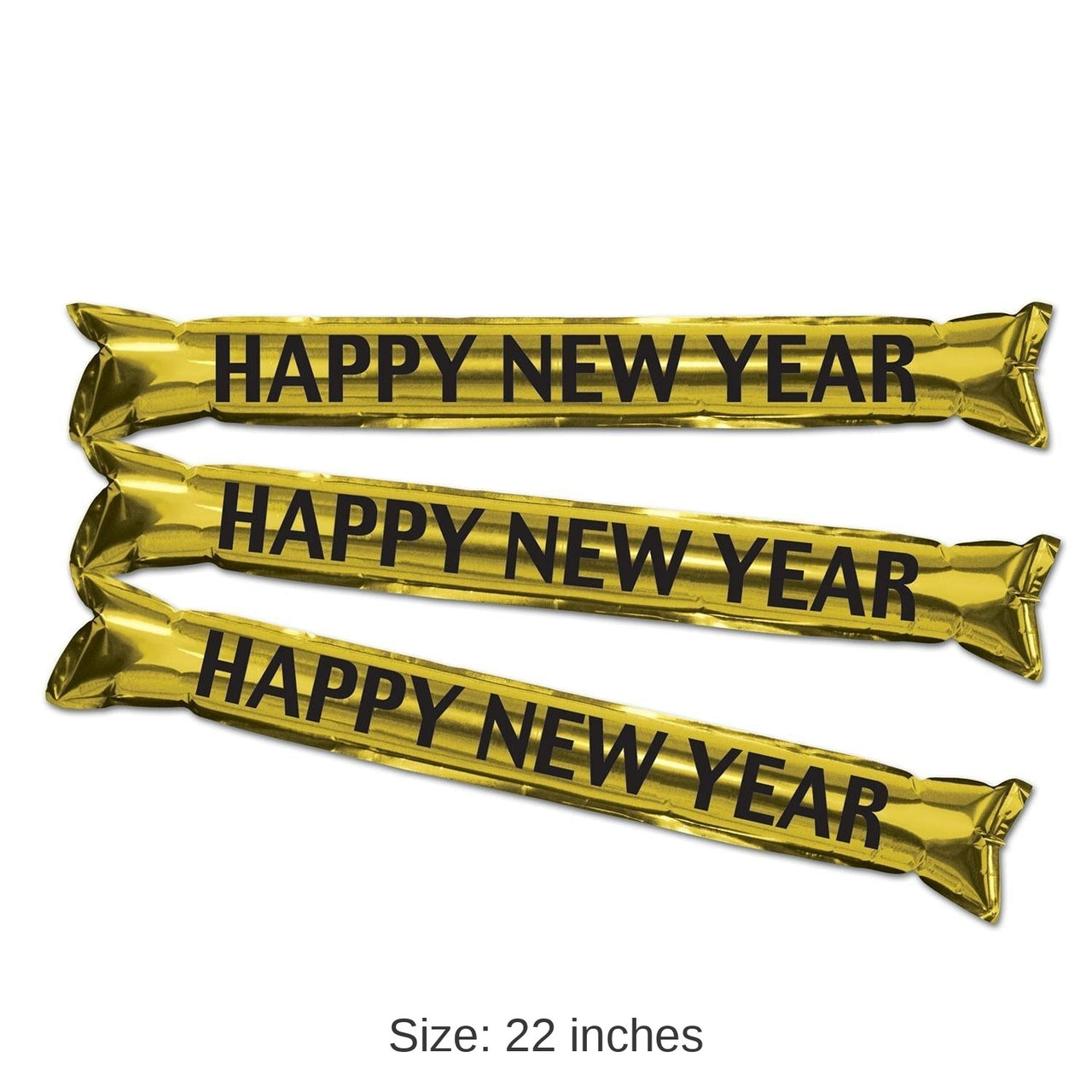 12 Pair Bulk New Year's Eve Metallic Make Some Noise Party Sticks- Gold