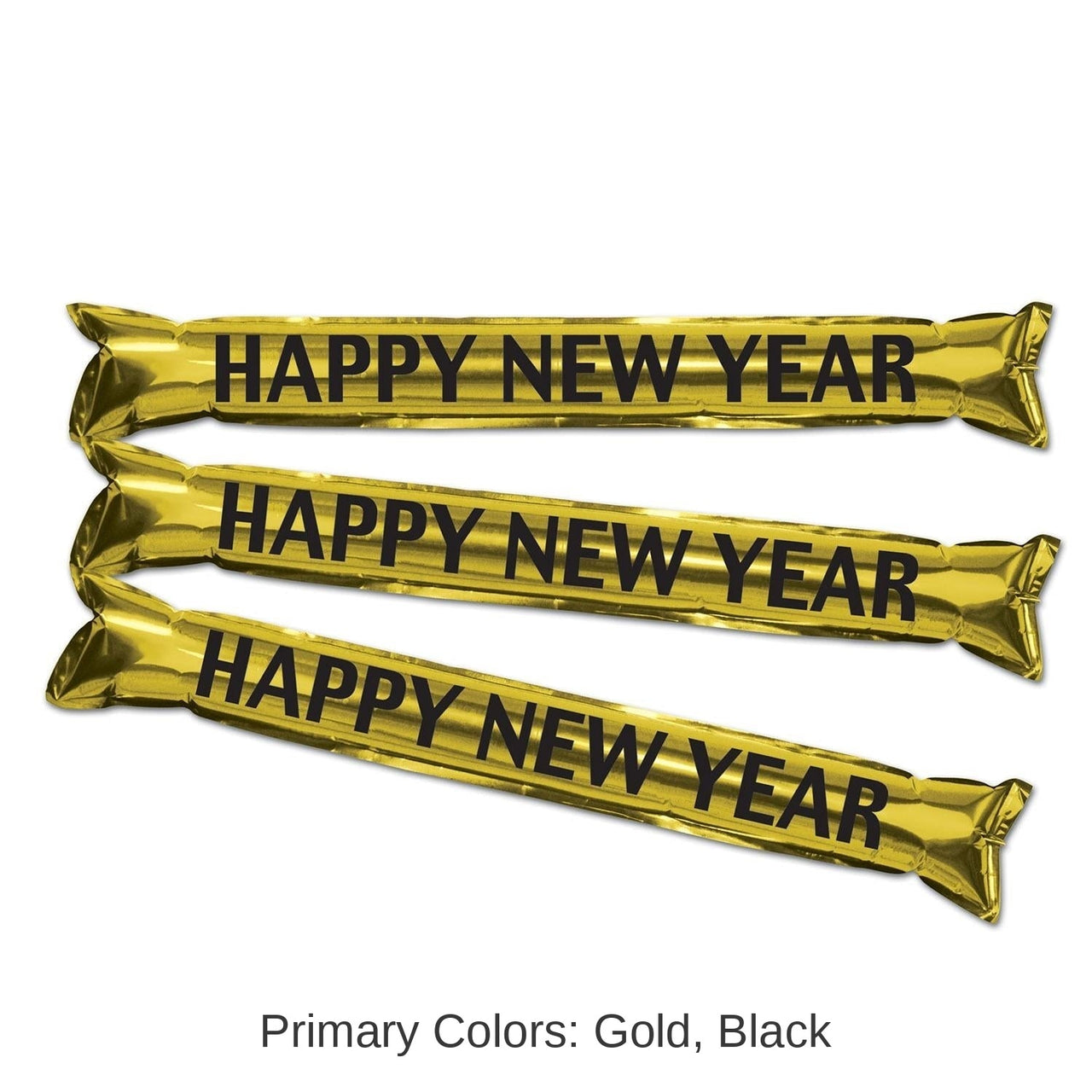 12 Pair Bulk New Year's Eve Metallic Make Some Noise Party Sticks- Gold