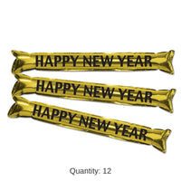 12 Pair Bulk New Year's Eve Metallic Make Some Noise Party Sticks- Gold