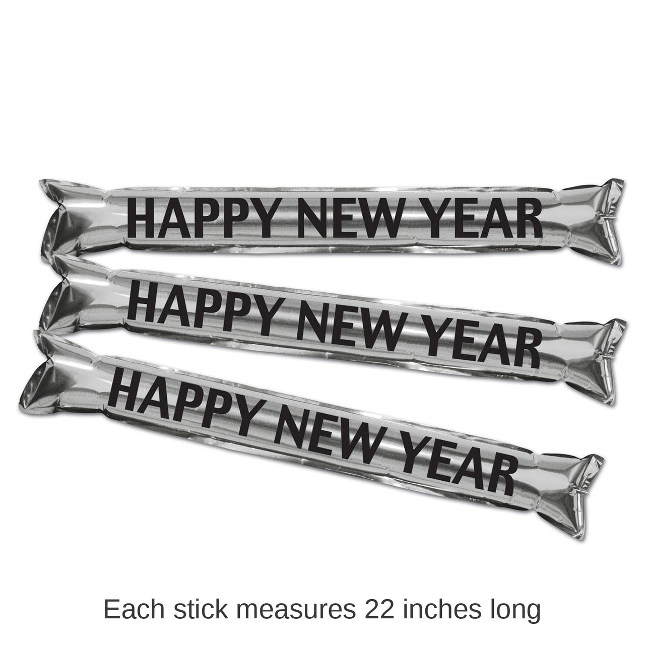 12 Pair Bulk New Year's Eve Metallic Make Some Noise Party Sticks- Silver