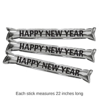 12 Pair Bulk New Year's Eve Metallic Make Some Noise Party Sticks- Silver