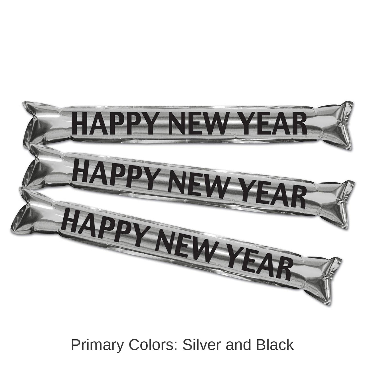12 Pair Bulk New Year's Eve Metallic Make Some Noise Party Sticks- Silver