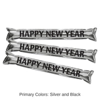 12 Pair Bulk New Year's Eve Metallic Make Some Noise Party Sticks- Silver
