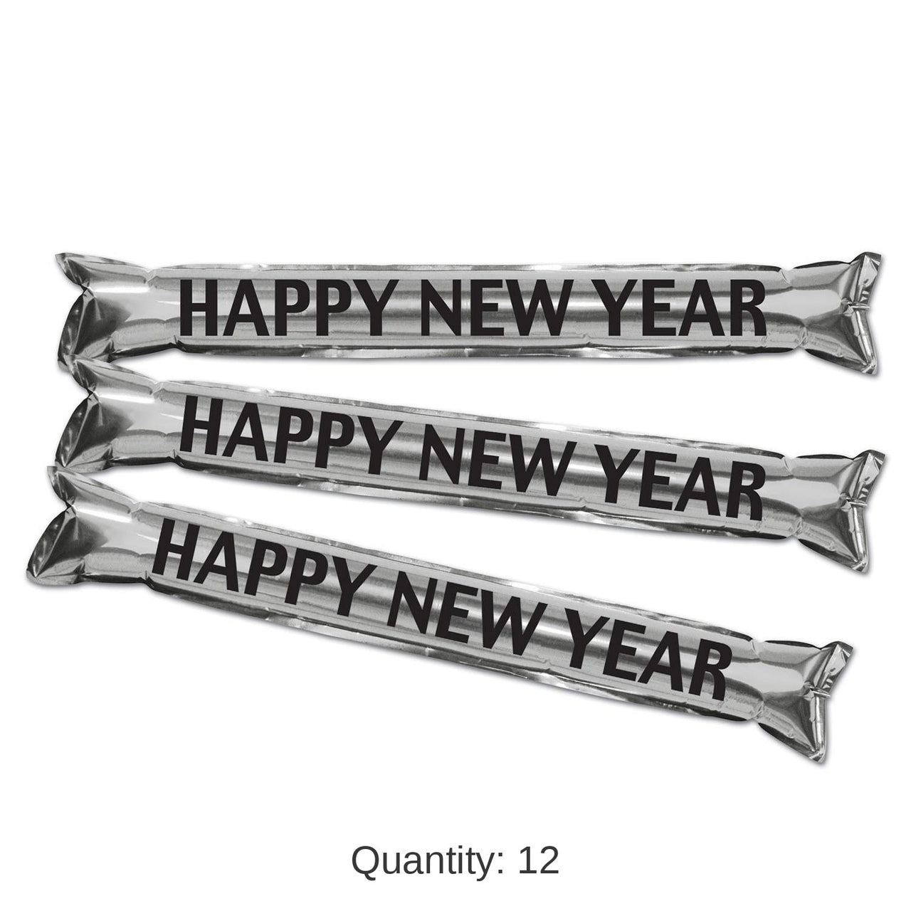 12 Pair Bulk New Year's Eve Metallic Make Some Noise Party Sticks- Silver
