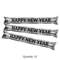 12 Pair Bulk New Year's Eve Metallic Make Some Noise Party Sticks- Silver