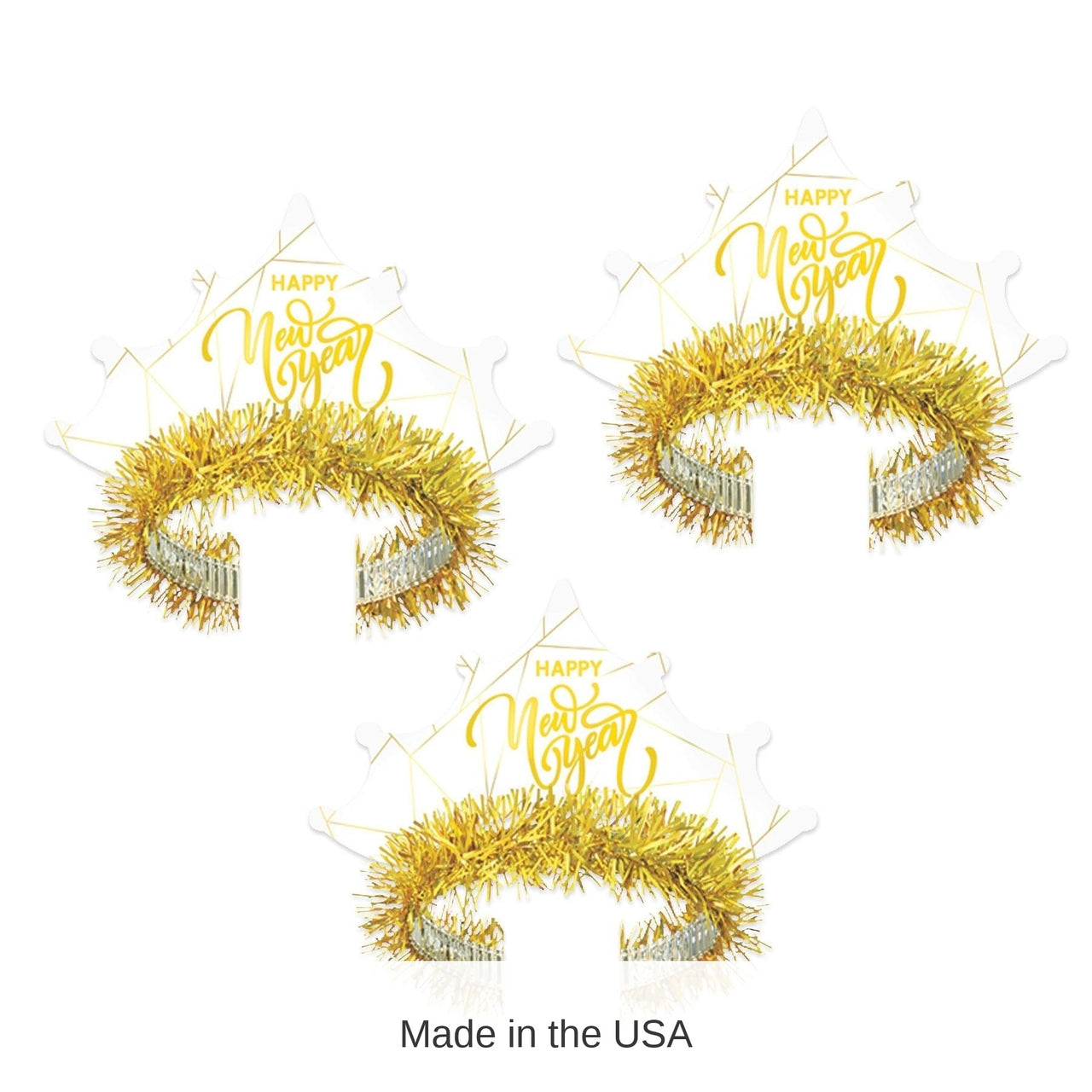50 Pack Bulk White New Year Gold Tiara