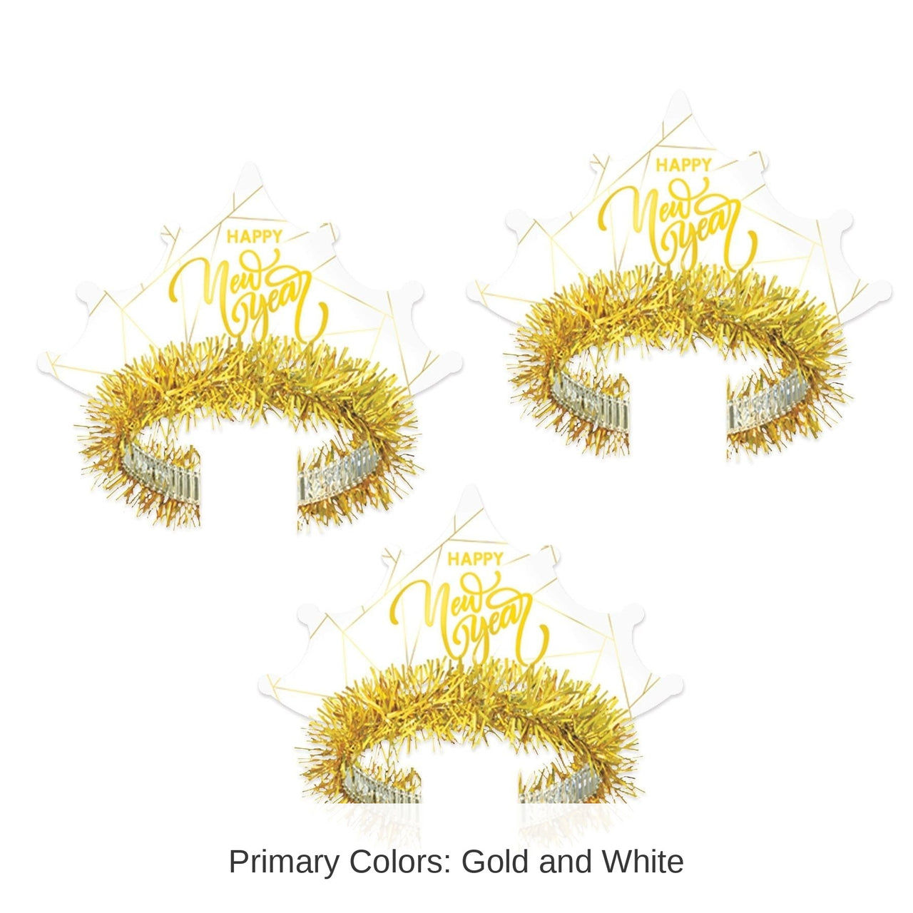 50 Pack Bulk White New Year Gold Tiara